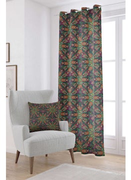 Cango Home Green Purple Retro Vintage Patterned Digital Printed Curtain OTYK045-PR  - Image 1