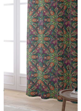 Cango Home Green Purple Retro Vintage Patterned Digital Printed Curtain OTYK045-PR  - Image 2