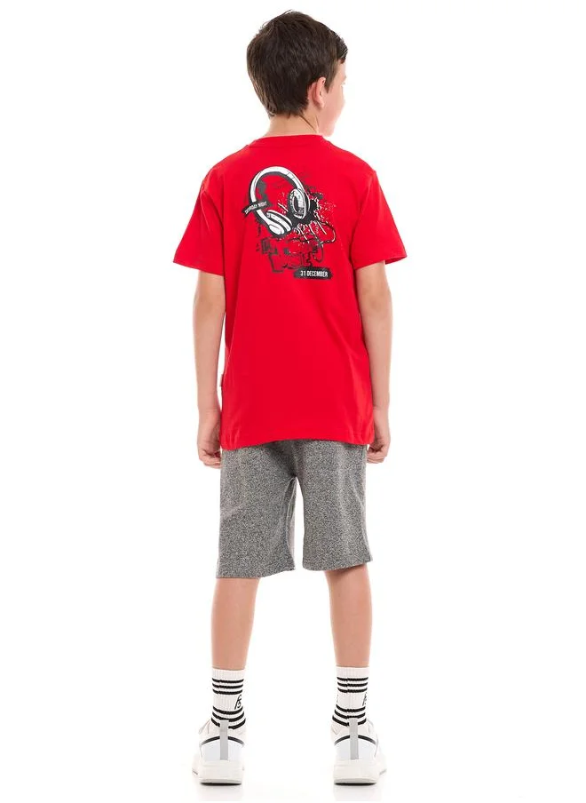 victor and jane Back Graphic Print T-Shirt & Shorts Set by Styli