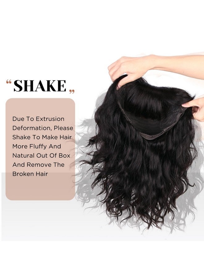 WIGER Natural Wavy Human Hair Wigs With Bangs Black Loose Wave Wigs For Black Women None Lace Front Wigs Brazilian Virgin Human Hair Glueless Loose Curly Wig For Daily (16 Inches) - Image 3