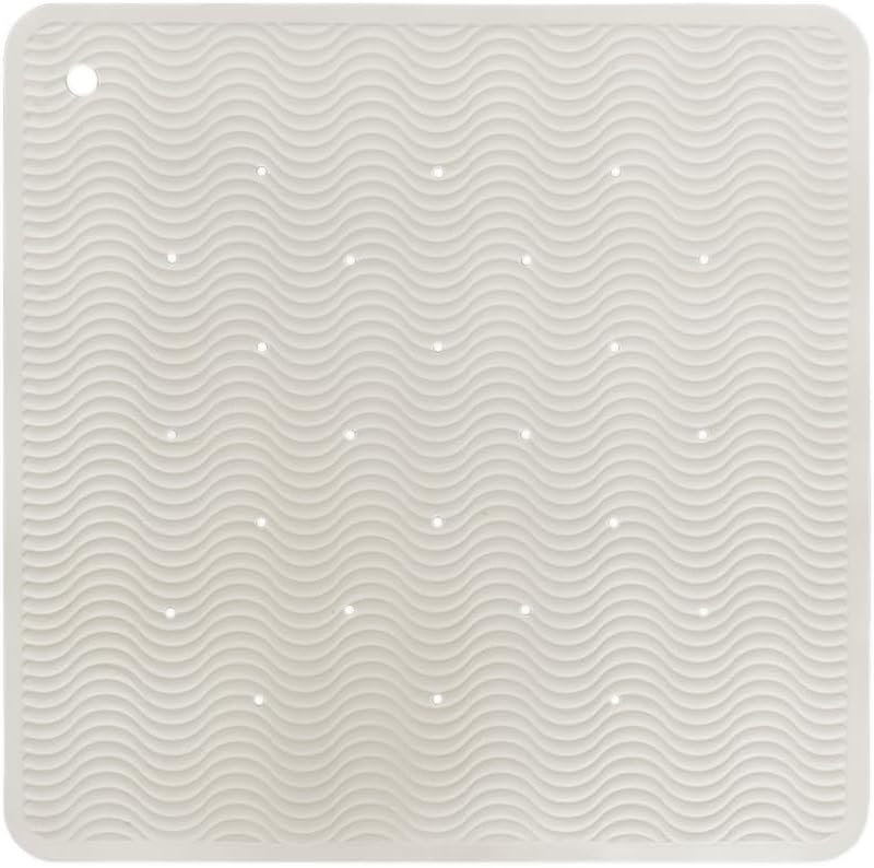 Hevea Natural Rubber Wave Bath Mat – Square 21x21 in - Non-Slip Shower & Bathtub Mat with 364 Suction Cups, Plastic-Free & Biodegradable (Marble) - Image 1