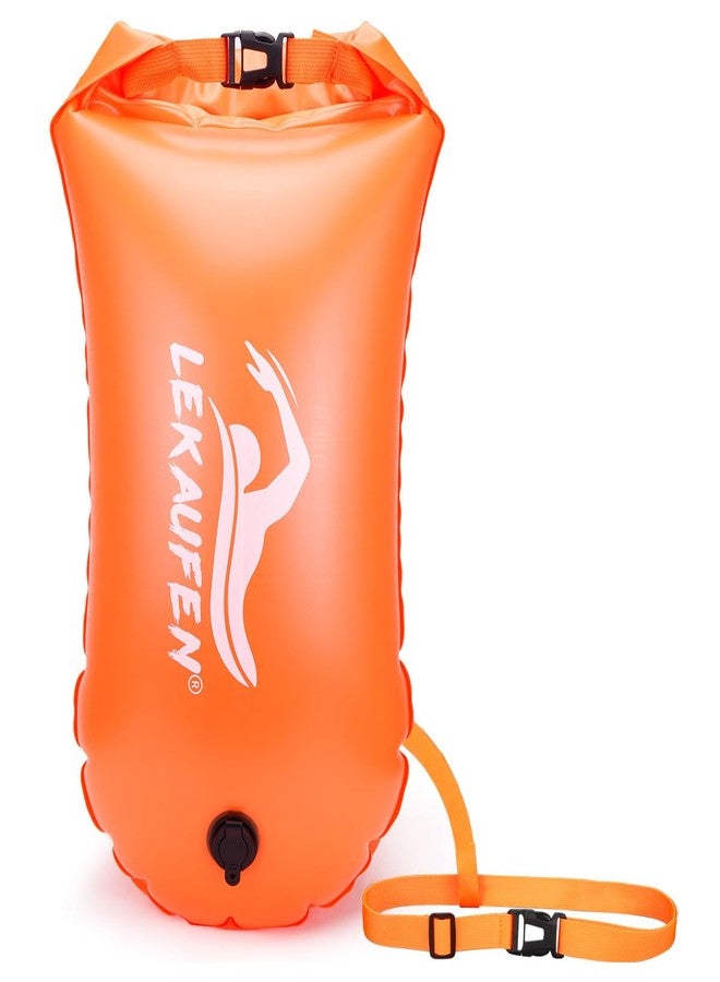LeKaufen Swim Buoy for Open Water Swimmers – 28L Waterproof Dry Bag Tow Float with Dual Air Chambers, High Visibility Safety Bubble for Triathlon, Sea Swimming, Snorkeling – Adult Swim Trainer - Image 1