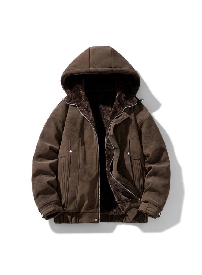 Winter Hooded Imitation Rabbit Fur Thickened Warm Cotton Outerwear – Loose Casual Reversible Mountain Eagle Jacket