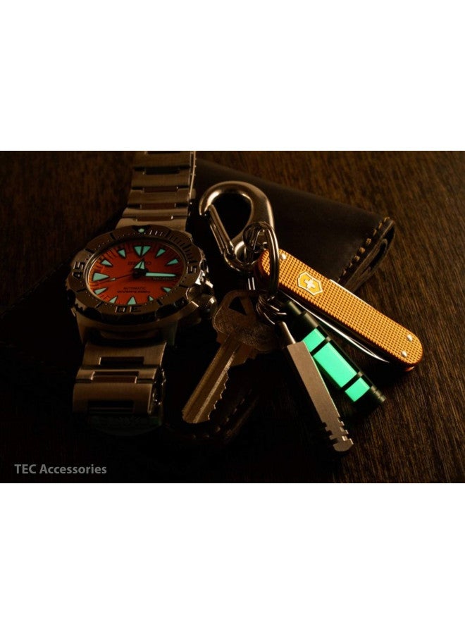 TEC Accessories TEC Accessories - Embrite Glow Fob - Anodized Aluminum - Glow in the Dark - Green Embrite Glow Pellet - Keychain Accessories - Everyday Carry - Key Fob - Glow Sticks - Gifts for Men  - Image 4
