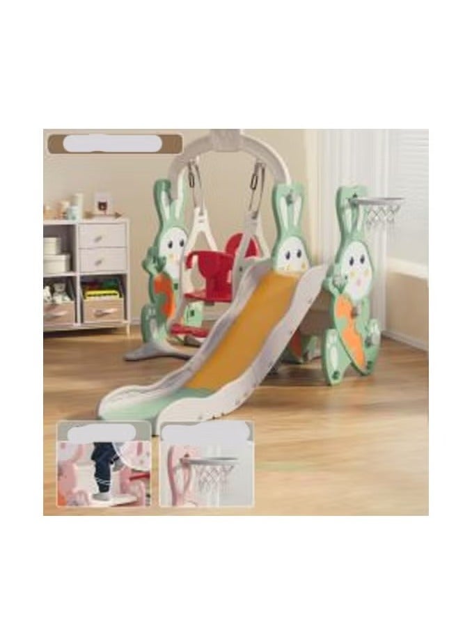 فول جوي مجموعة زحليقة وأرجوحة مع حلقة كرة سلة 3*1 للأطفال،مجموعة ملعب داخلي وخارجي للأطفال الصغار،مجموعة ألعاب تسلق للأطفال - Image 2