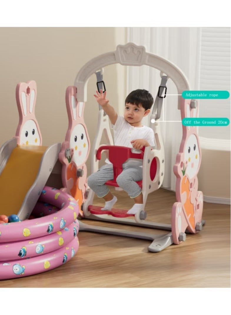 فول جوي مجموعة زحليقة وأرجوحة مع حلقة كرة سلة 3*1 للأطفال،مجموعة ملعب داخلي وخارجي للأطفال الصغار،مجموعة ألعاب تسلق للأطفال - Image 3