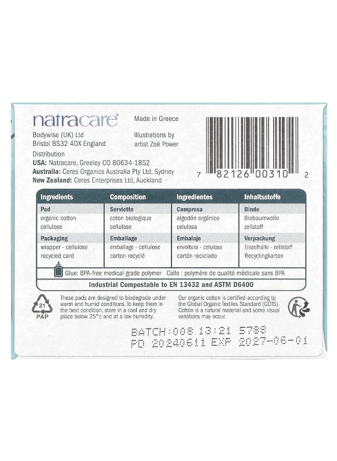 NATRACARE Natracare, Ultra Pads, Organic Cotton Cover, Long, 10 Pads  - Image 2