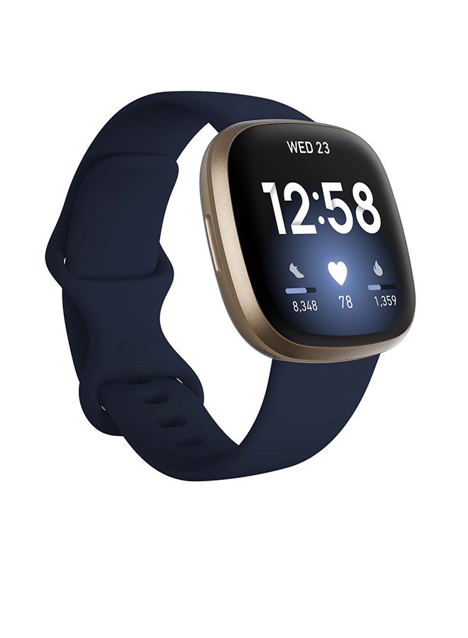 Fitbit Versa 3 Health & Fitness Smartwatch with 6-months Premium Membership Included Built-in GPS Daily Readiness Score and Up To 6+ Days Battery Midnight/Soft Gold Aluminium - Image 1