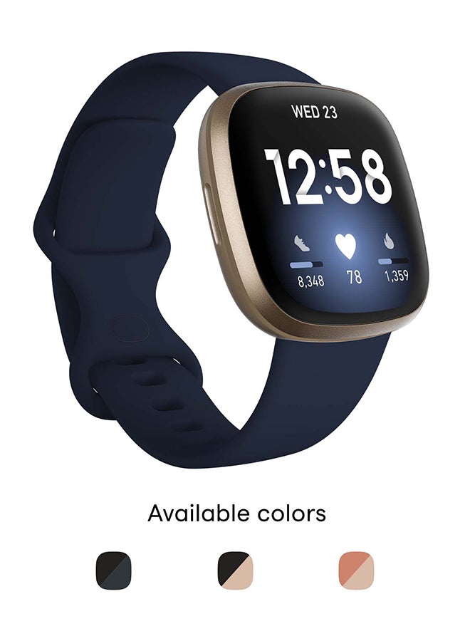 Fitbit Versa 3 Health & Fitness Smartwatch with 6-months Premium Membership Included Built-in GPS Daily Readiness Score and Up To 6+ Days Battery Midnight/Soft Gold Aluminium - Image 2