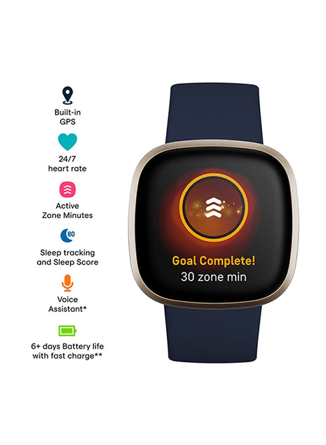 Fitbit Versa 3 Health & Fitness Smartwatch with 6-months Premium Membership Included Built-in GPS Daily Readiness Score and Up To 6+ Days Battery Midnight/Soft Gold Aluminium - Image 4