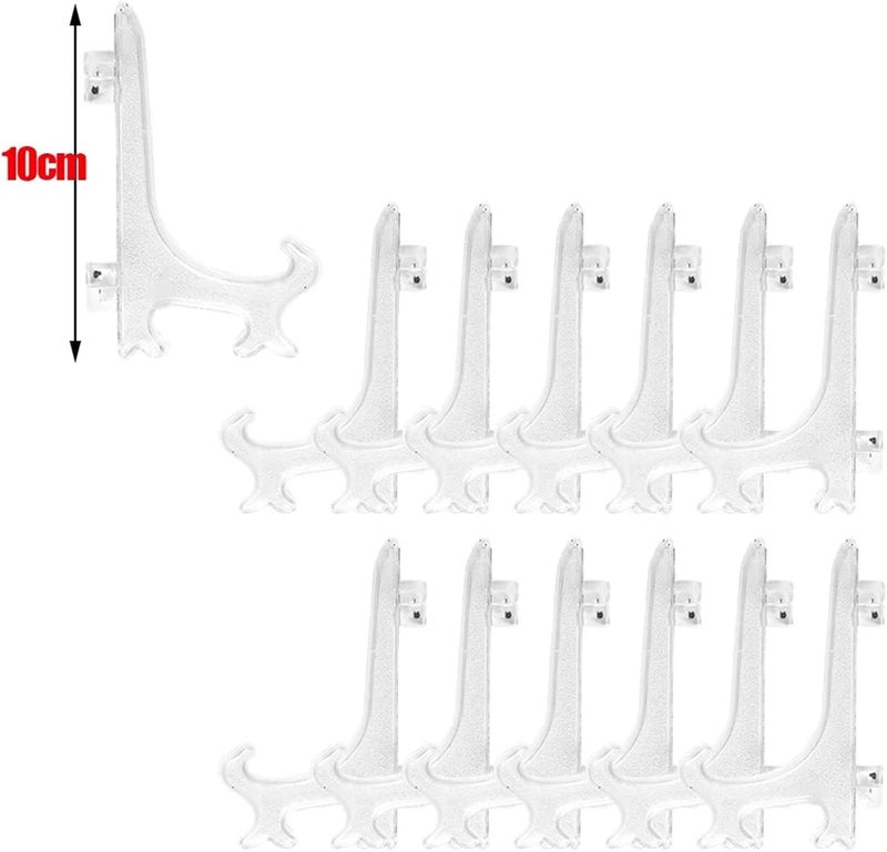 Easel Tray Shelf 60 Pcs Portable Dish Display Stand Foldable Plastic Photo Frame Plate Saucer Pottery Home Storage Rack For Art Easels(Transparent-10cm) - Image 2