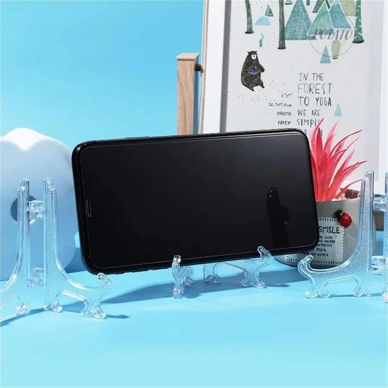 Easel Tray Shelf 60 Pcs Portable Dish Display Stand Foldable Plastic Photo Frame Plate Saucer Pottery Home Storage Rack For Art Easels(Transparent-10cm) - Image 5