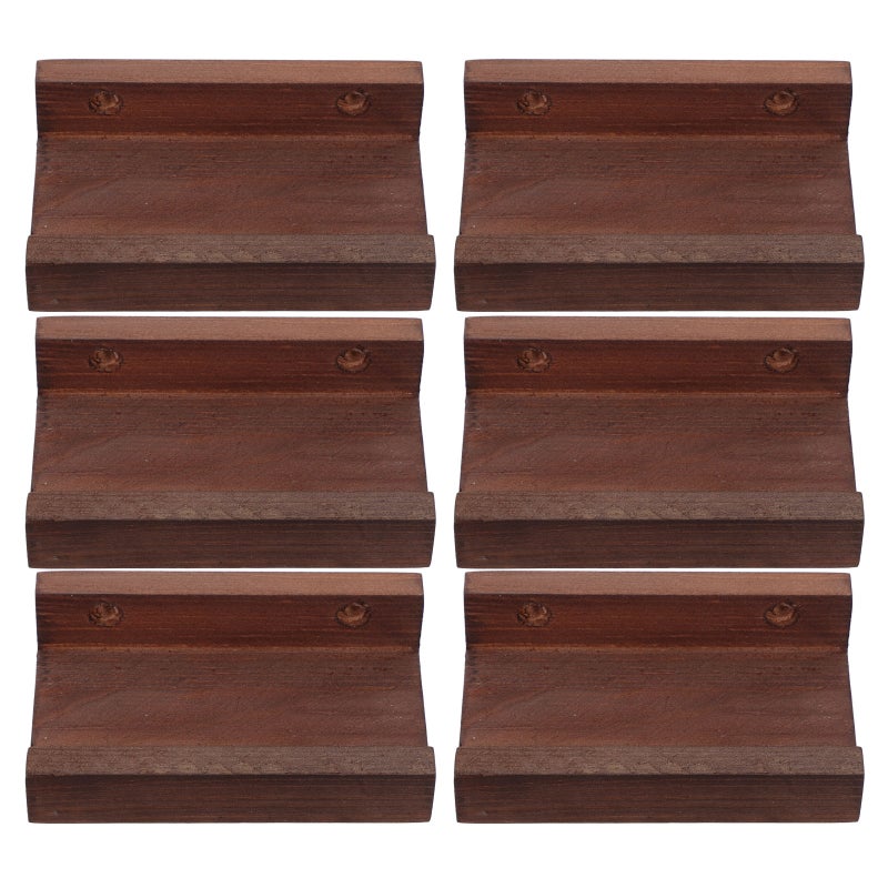 6pcs Vinyl Record Wall Mount, Record Album Display Holder For Cd - Wood Floating Shelves For Wall Decor - Kids Bookshelf, Magazine Rack Brown - Image 1