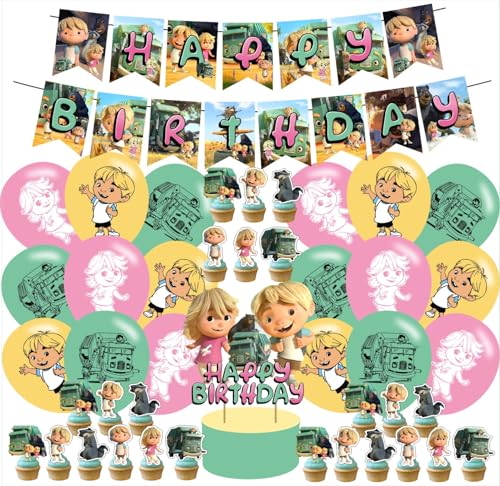 OUDINI Trash Truck Birthday Decorations Truck Party Decorations Trash Truck Decorations Truck Room Decor Birthday Banner Cake TopperBalloons Cartoon birthday party decorations - Image 1