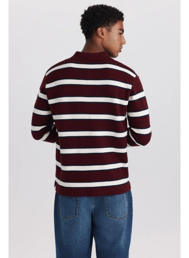 Springfield  Striped jacquard long sleeve polo shirt for Men | Best Price UAE