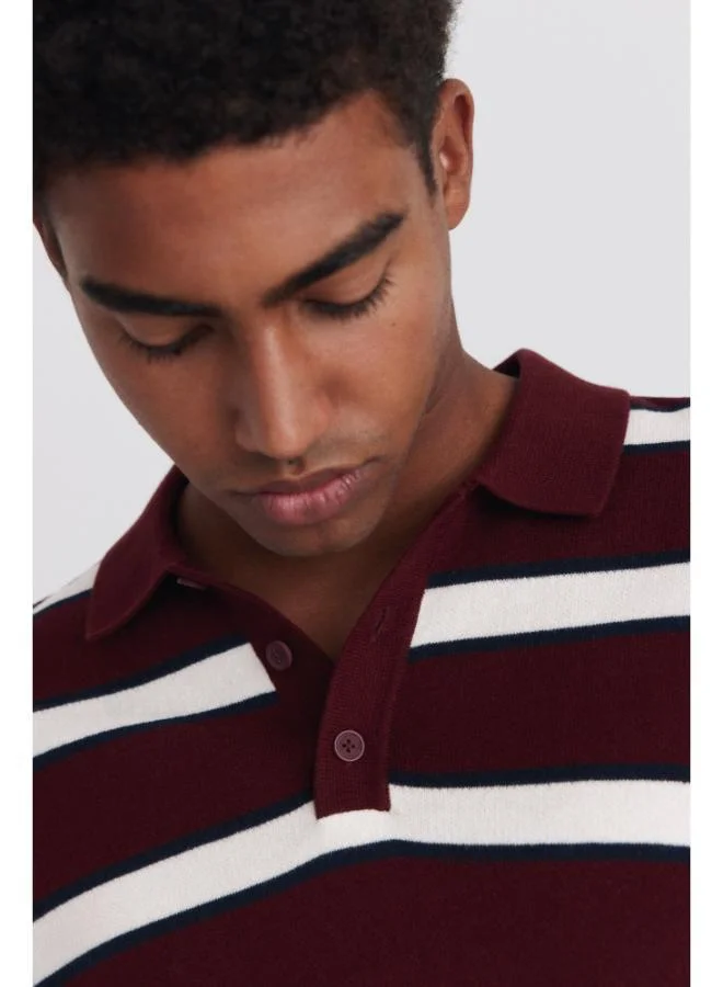 Springfield  Striped jacquard long sleeve polo shirt for Men | Best Price UAE
