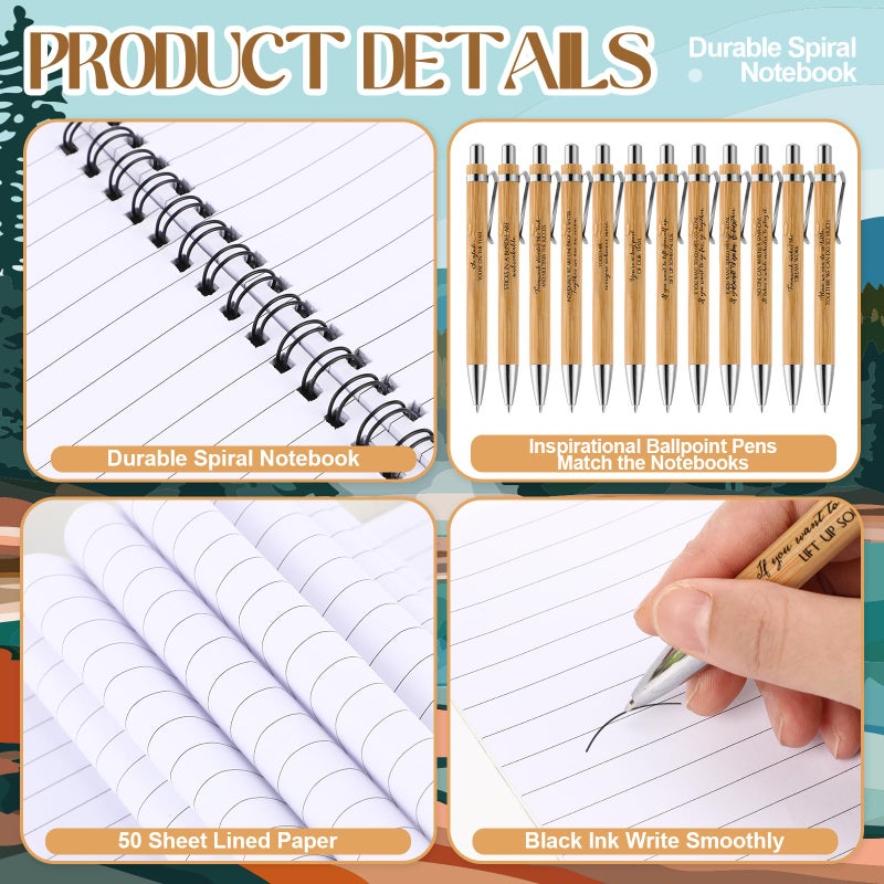 Tenceur 24 Sets Team Appreciation Gifts Spiral Scenery Notebook Ballpoint Pen Sets Thank You Gifts Valentines Gift for Teamwork Employee Staff Coworker Colleagues Teacher Volunteer Office Party Favors - Image 3