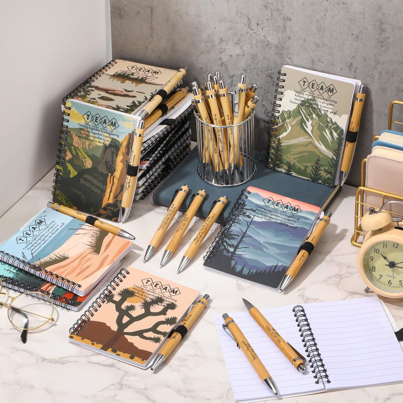 Tenceur 24 Sets Team Appreciation Gifts Spiral Scenery Notebook Ballpoint Pen Sets Thank You Gifts Valentines Gift for Teamwork Employee Staff Coworker Colleagues Teacher Volunteer Office Party Favors - Image 4
