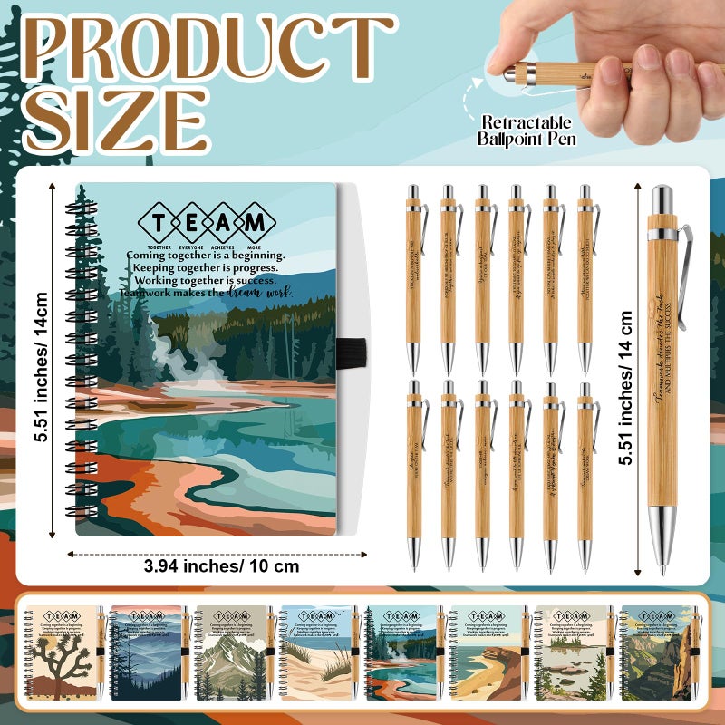 Tenceur 24 Sets Team Appreciation Gifts Spiral Scenery Notebook Ballpoint Pen Sets Thank You Gifts Valentines Gift for Teamwork Employee Staff Coworker Colleagues Teacher Volunteer Office Party Favors - Image 2
