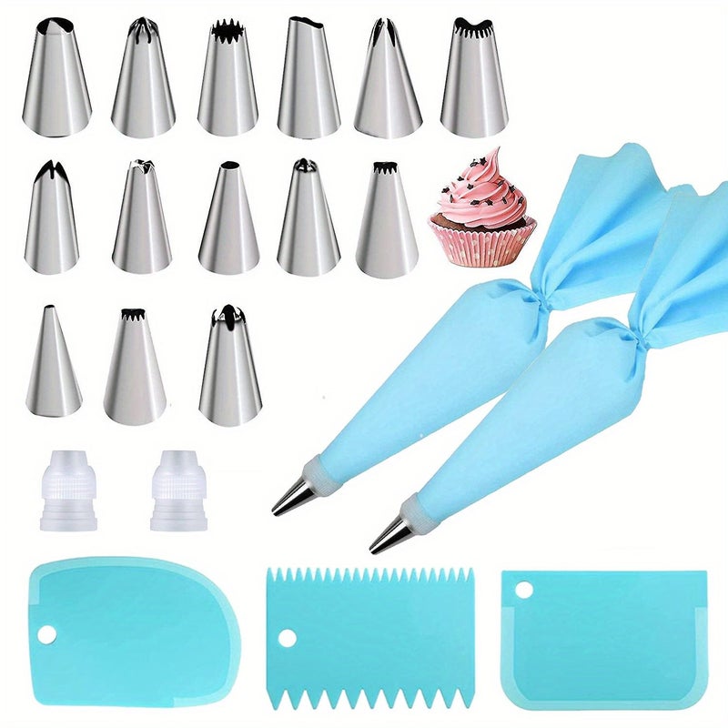 Blue 21 Piece Piping Nozzle Baking Set For Cake Decorating Pastry - Image 4