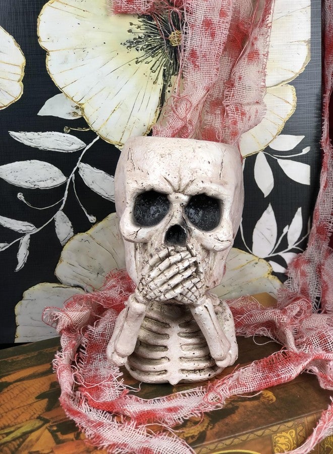 DAECHAO Skulll-shaped Pen Holder for Desk Accessories Halloween Decor and Office Decor, Pencil Holder for Desk Organizers, Compact Desk Accessories Gift, Pencil Cup for School, Office, Home(Don't Say) - Image 3