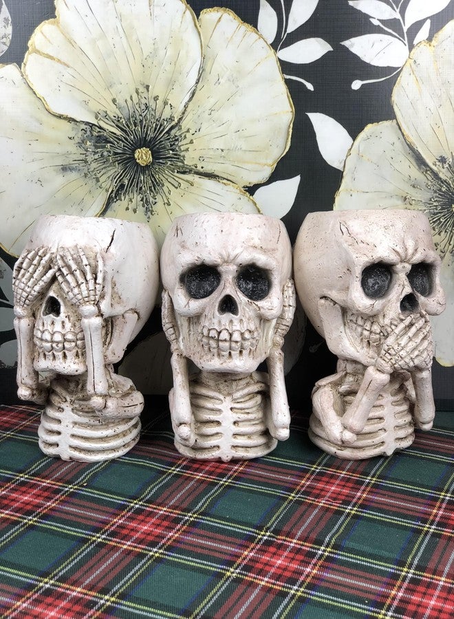 DAECHAO Skulll-shaped Pen Holder for Desk Accessories Halloween Decor and Office Decor, Pencil Holder for Desk Organizers, Compact Desk Accessories Gift, Pencil Cup for School, Office, Home(Don't Say) - Image 2