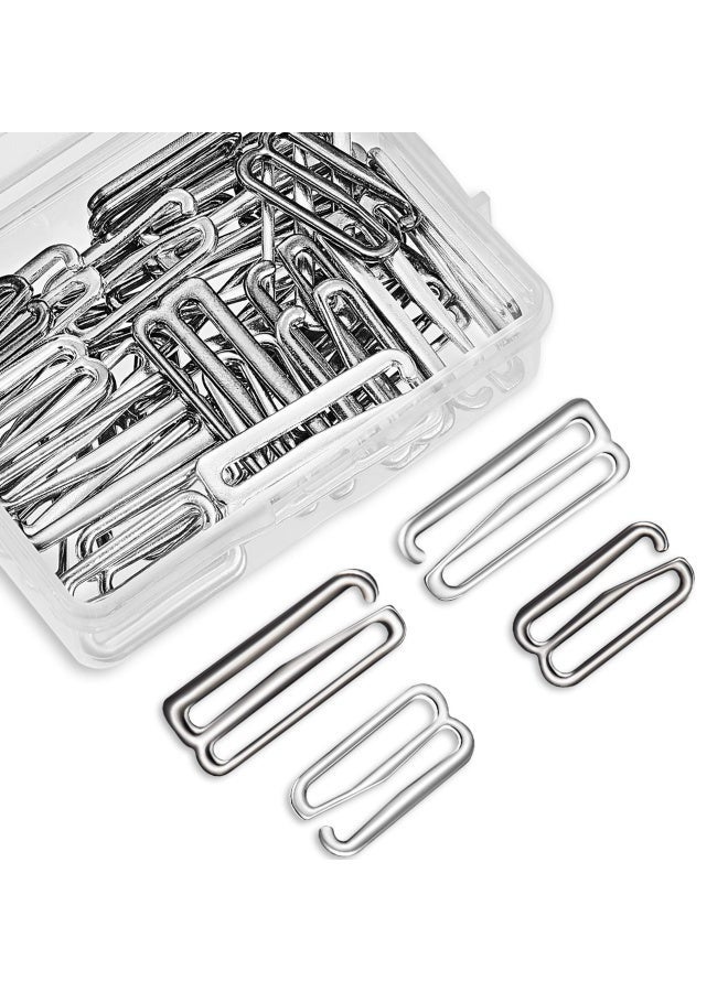 40 PIECES SWIMSUIT BRA HOOKS BRA STRAP HOOK REPLACEMENT BRA STRAP SLIDE HOOK METAL FOR SWIMSUIT TOPS AND LINGERIE 2 SIZES BLACK SILVER
