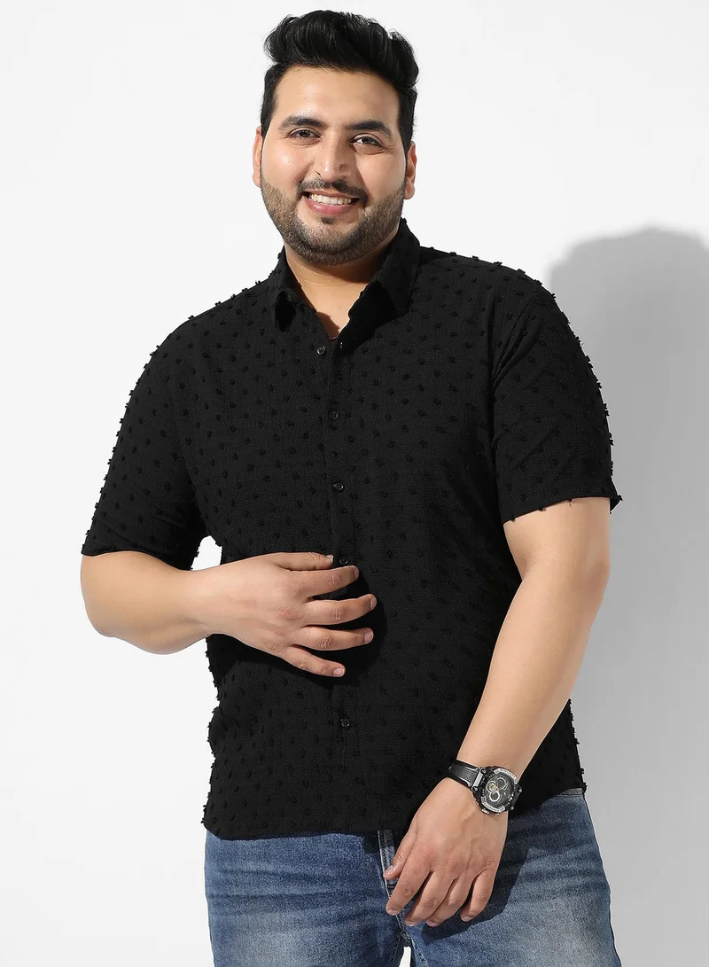 انستافاب بلس قميص رجالي كاجوال ذو قصة عادية باللون الأسود