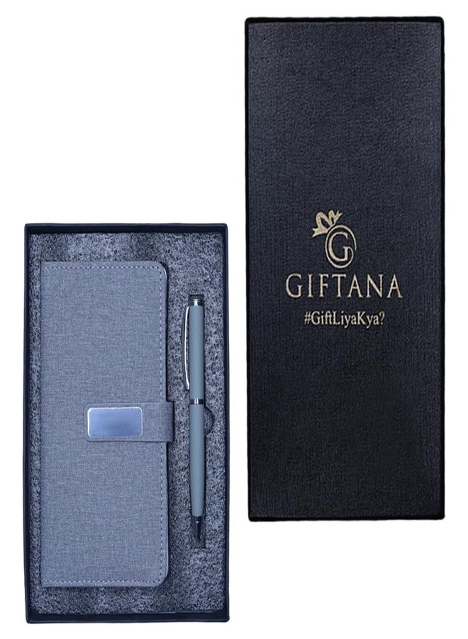 Giftana مجموعة هدايا جيفتانا 2 في 1: مفكرة وقلم، للرجال والنساء، مفكرة جلدية وقلم معدني، هدايا عيد ميلاد للزوج، الأخ، الأب، هدية ديوالي للشركات للموظفين (رمادي) - Image 1