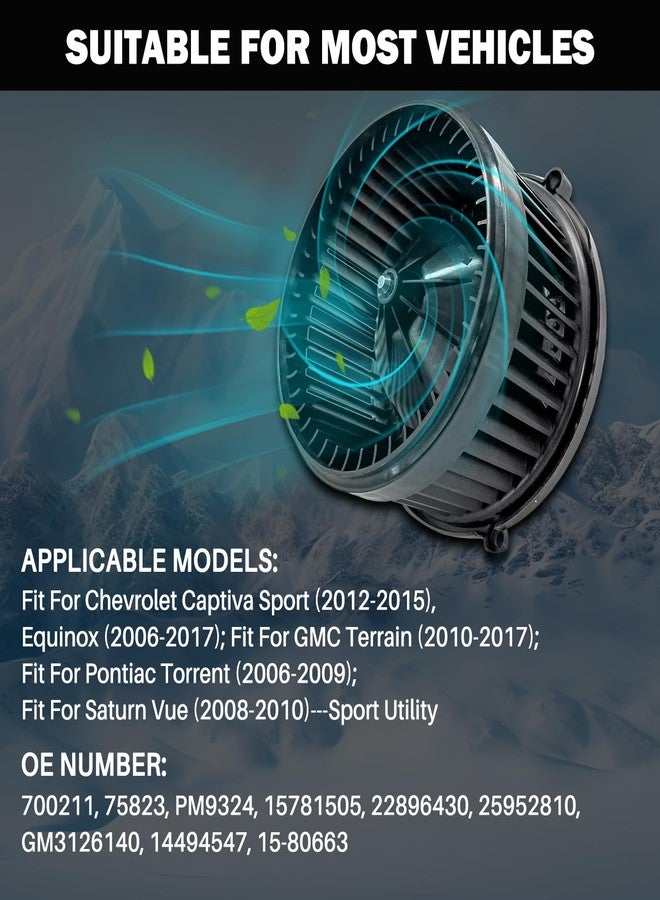 Aspligo 700211 AC Heater Blower Motor Fan Fit for Chevy Captiva Sport 2012-2015 ，Equinox 2006-2017,for Gmc Terrain 2010-2017,for Pontiac Torrent 2006-2009, for Saturn vue 2008-2010 - Image 5