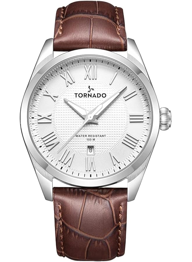 TORNADO Men Japan Quartz Movement Watch Analog Display And Leather Strap T8007 Sldw Brown