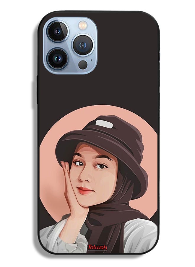 Tolwak Apple iPhone 13 Pro Max Protective Case Cute Hat Girl Paint Art - Image 2