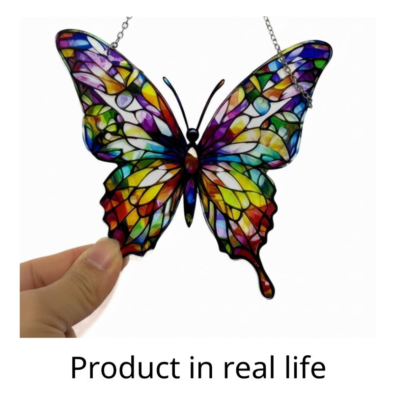 DINIZON Butterfly Gifts for Women, Acrylic Butterfly Suncatcher Ornament Faux Stained Glass, Inspirational Gift for Women, Christmas Ornament Decorations 2025, Printed Suncatcher Effect Keepsake Acrylic - Image 3