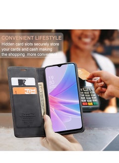 CaseMe Compatible With OPPO A78 PU Leather Wallet Case,OPPO A78 6.43 Inch Wallet Case Book Folding Flip Case with Magnetic Kickstand Card Slot Protective Cover(Black)  - Image 2