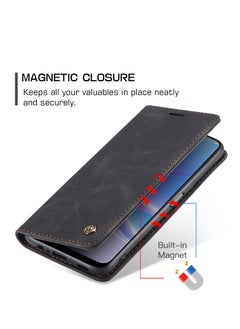 CaseMe Compatible With OPPO A78 PU Leather Wallet Case,OPPO A78 6.43 Inch Wallet Case Book Folding Flip Case with Magnetic Kickstand Card Slot Protective Cover(Black)  - Image 4