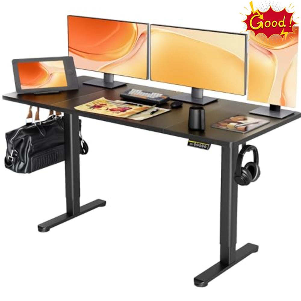 Electric Standing Desk, Adjustable Height Stand up Desk, x24 Inch Sit Stand Home Office Desk with Splice Board, Frame/ Top