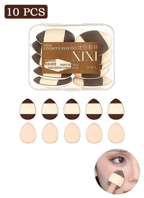 10 Pcs Mini Makeup Sponges, Finger Puff with Storage Box, Soft Beauty Cosmetic Makeup Tools