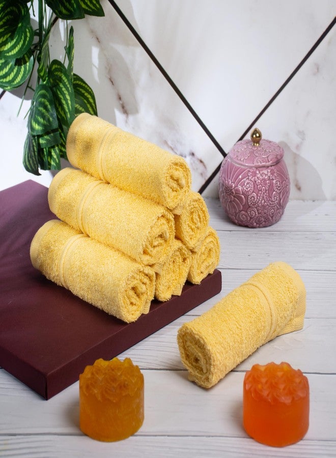 JENNY DENIAL 100% Cotton Unisex Soft Face Towel Super absorvent and Quick Dry 500 GSM Size (12 * 12) inch Combo Pack of 10pc Set Color (Yellow) - Image 2