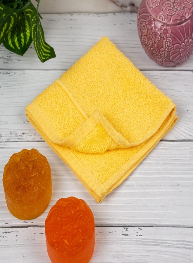 JENNY DENIAL 100% Cotton Unisex Soft Face Towel Super absorvent and Quick Dry 500 GSM Size (12 * 12) inch Combo Pack of 10pc Set Color (Yellow) - Image 4