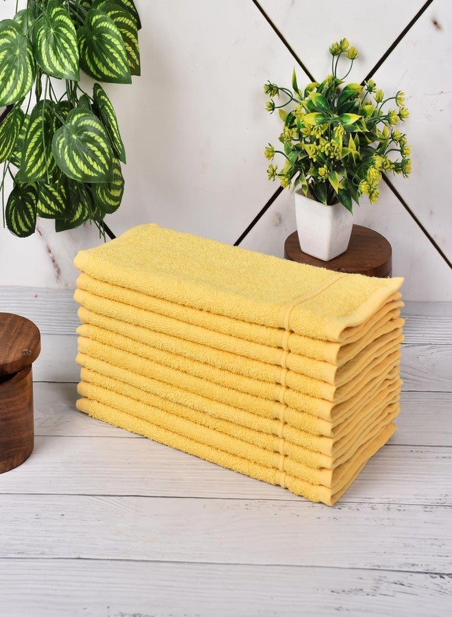 JENNY DENIAL 100% Cotton Unisex Soft Face Towel Super absorvent and Quick Dry 500 GSM Size (12 * 12) inch Combo Pack of 10pc Set Color (Yellow) - Image 1