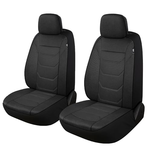 Pariiaotin 3D Air Mesh Car Seat Covers Front Sets Washable and Breathable Premium Cloth Automotive Vehicle Seat Covers for Cars Interior, Universal Fit for Most Cars, Sedan, Truck, SUV(Black) - Image 1