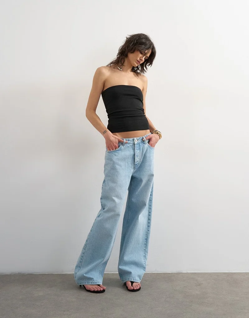 TOPSHOP Knitted Bandeau Top With A Closed Neckline