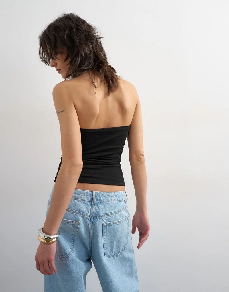 TOPSHOP Knitted Bandeau Top With A Closed Neckline