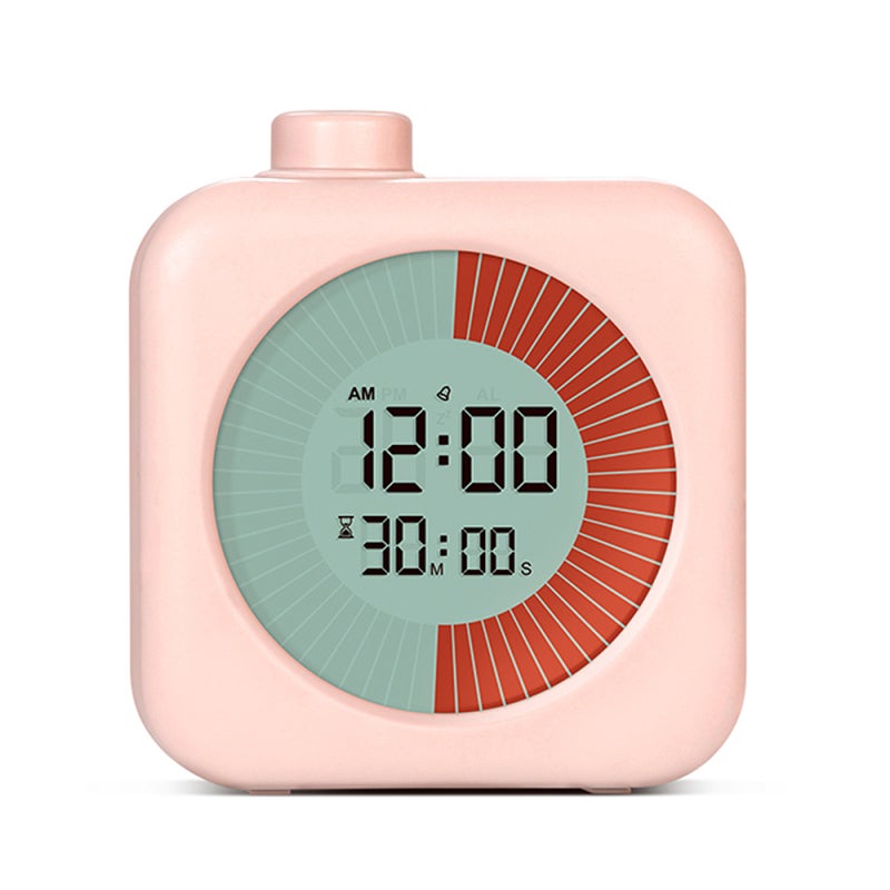 Visual Timer Kids: 60-Minute Countdown Countup Progress Bar - Knob Control Built-In Alarm Snooze Pink - For Classroom Kitchen Workplace Home & All Ages - Image 1