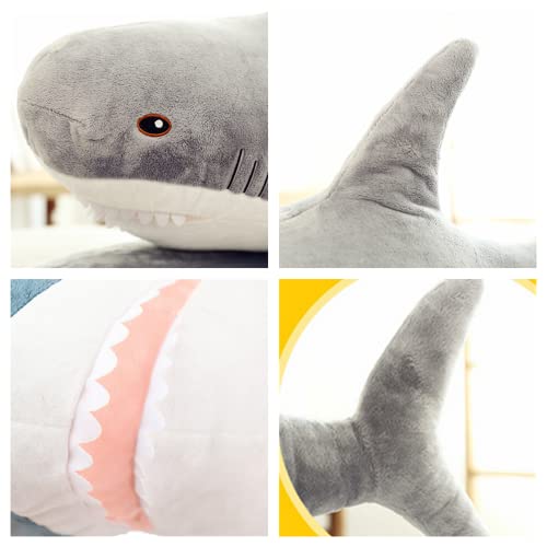 OPHRBU Shark Stuffed Animal PlushSoft Shark Plush Pillow ToyPlush Large Shark Toys for Home Decoration Kids Gift Grey 24 inches - Image 5