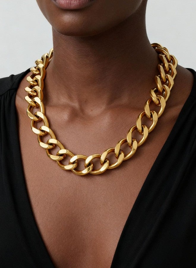 ChainsPro Cuban Link Chain for Women,Stainless Steel Chunky Necklace Silver/Gold Plated Thick Chain Choker, 12/16/20 mm Width,18" and 20" Punk Hip Hop Trendy Non Tarnish Jewelry Gifts, 18 Inches - Image 3