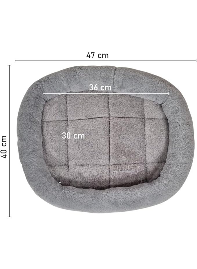 أن ان سي بيتس وسادة حيوانات أليفة صغيرة، سرير قطط بيضاوي الشكل من القطيفة فائقة النعومة، قاعدة مقاومة للانزلاق، وقابلة للغسل في الغسالة، مناسبة للأرانب والقطط والكلاب الصغيرة، 47 سم (رمادي) - Image 2