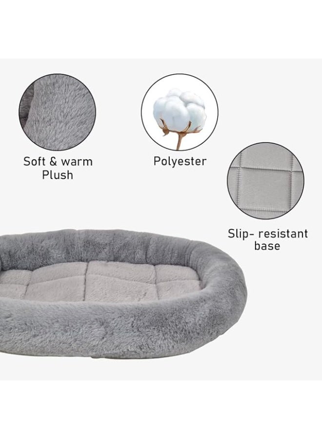 أن ان سي بيتس وسادة حيوانات أليفة صغيرة، سرير قطط بيضاوي الشكل من القطيفة فائقة النعومة، قاعدة مقاومة للانزلاق، وقابلة للغسل في الغسالة، مناسبة للأرانب والقطط والكلاب الصغيرة، 47 سم (رمادي) - Image 3