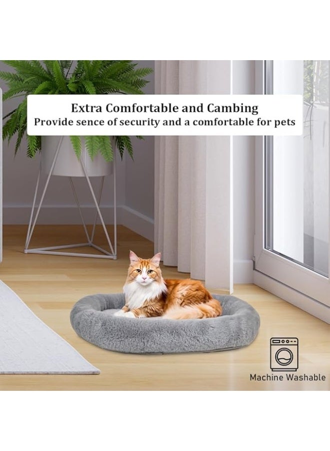 أن ان سي بيتس وسادة حيوانات أليفة صغيرة، سرير قطط بيضاوي الشكل من القطيفة فائقة النعومة، قاعدة مقاومة للانزلاق، وقابلة للغسل في الغسالة، مناسبة للأرانب والقطط والكلاب الصغيرة، 47 سم (رمادي) - Image 4