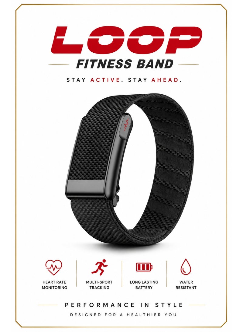 Loop Screen-Free Fitness Tracker Band – Ultra-Soft Nylon Sport Loop, Breathable Adjustable Wristband for Workout, Fitness & Health Tracking – Black - Image 1